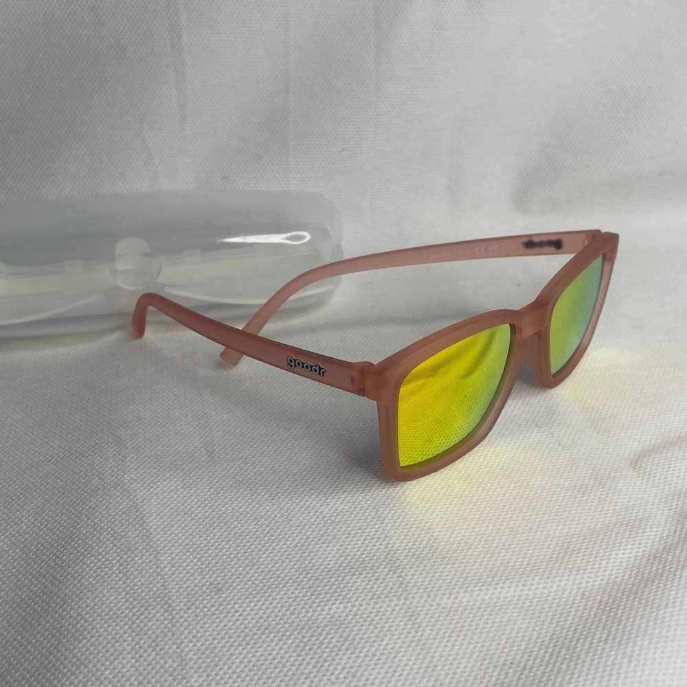 goodr LFG Shrimpin Aint Easy Polarized Sunglasses Small Peachy Pink Rainbow Lens